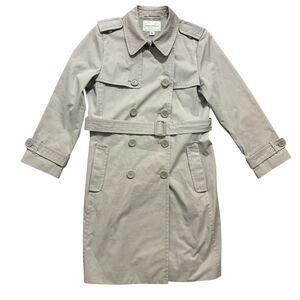 Banana Republic Trench Coat Women’s Large Petite Beige Double Breasted Belt READ